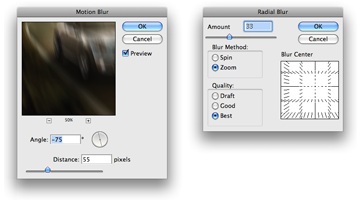 Motion blur filter in traditional software